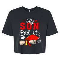 My Son Did It Cute Graduate Cap Proud Son Graduation Bella+Canvas Jersey Crop Tee