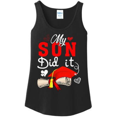 My Son Did It Cute Graduate Cap Proud Son Graduation Ladies Essential Tank