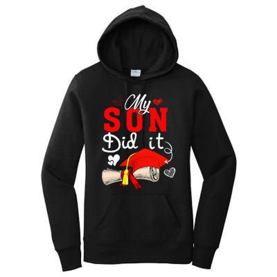 My Son Did It Cute Graduate Cap Proud Son Graduation Women's Pullover Hoodie