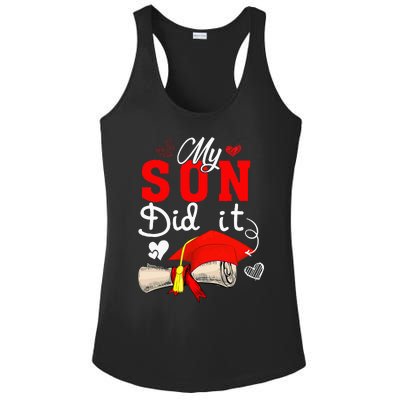 My Son Did It Cute Graduate Cap Proud Son Graduation Ladies PosiCharge Competitor Racerback Tank