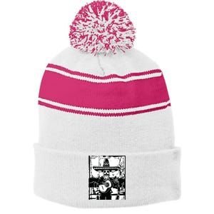 Mariachi Skeleton Dia De Los Muertos Tequila T Stripe Pom Pom Beanie