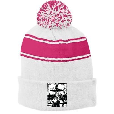 Mariachi Skeleton Dia De Los Muertos Tequila T Stripe Pom Pom Beanie