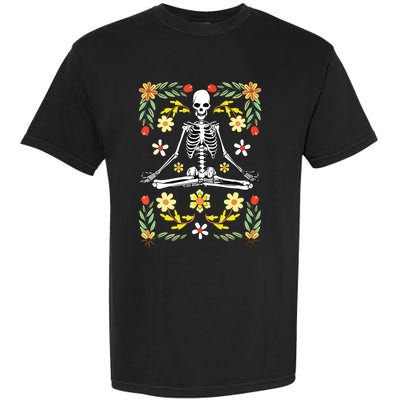 Meditating Skeleton Dia De Los Muertos Mexican Day Of Dead Garment-Dyed Heavyweight T-Shirt