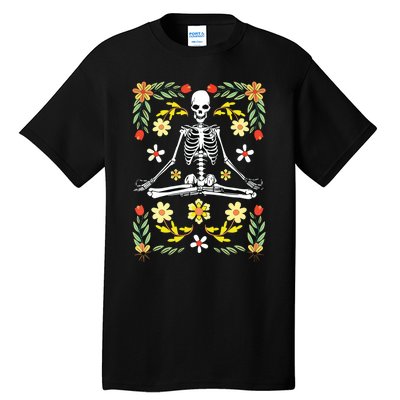 Meditating Skeleton Dia De Los Muertos Mexican Day Of Dead Tall T-Shirt