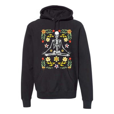 Meditating Skeleton Dia De Los Muertos Mexican Day Of Dead Premium Hoodie