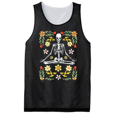 Meditating Skeleton Dia De Los Muertos Mexican Day Of Dead Mesh Reversible Basketball Jersey Tank