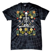 Meditating Skeleton Dia De Los Muertos Mexican Day Of Dead Tie-Dye T-Shirt