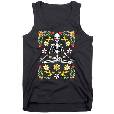 Meditating Skeleton Dia De Los Muertos Mexican Day Of Dead Tank Top