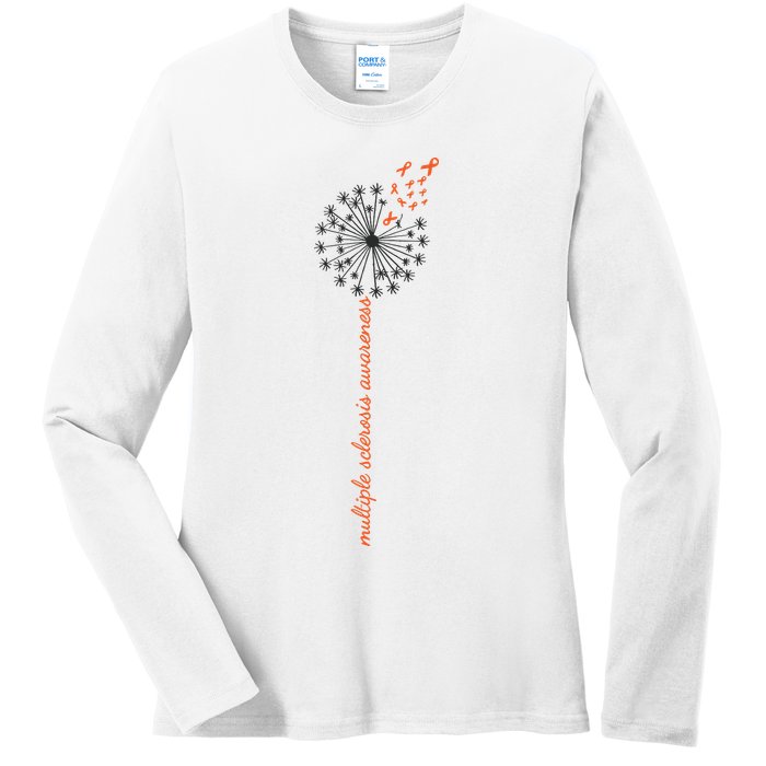 Multiple Sclerosis Dandelion MS Awareness Ladies Long Sleeve Shirt