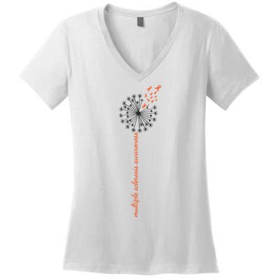 Multiple Sclerosis Dandelion MS Awareness Women's V-Neck T-Shirt