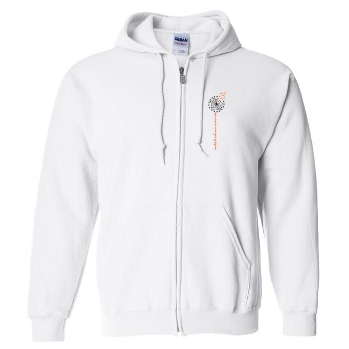 Multiple Sclerosis Dandelion MS Awareness Full Zip Hoodie