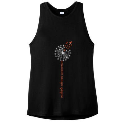 Multiple Sclerosis Dandelion MS Awareness Ladies PosiCharge Tri-Blend Wicking Tank