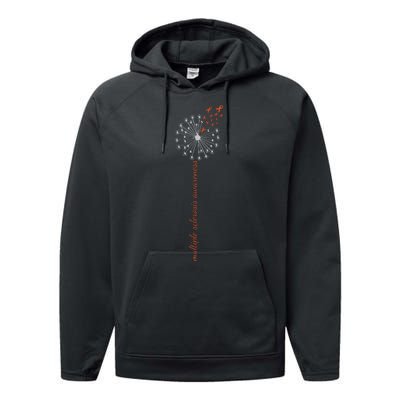 Multiple Sclerosis Dandelion MS Awareness Performance Fleece Hoodie