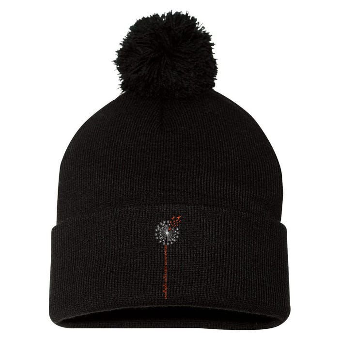 Multiple Sclerosis Dandelion MS Awareness Pom Pom 12in Knit Beanie
