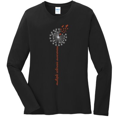 Multiple Sclerosis Dandelion MS Awareness Ladies Long Sleeve Shirt