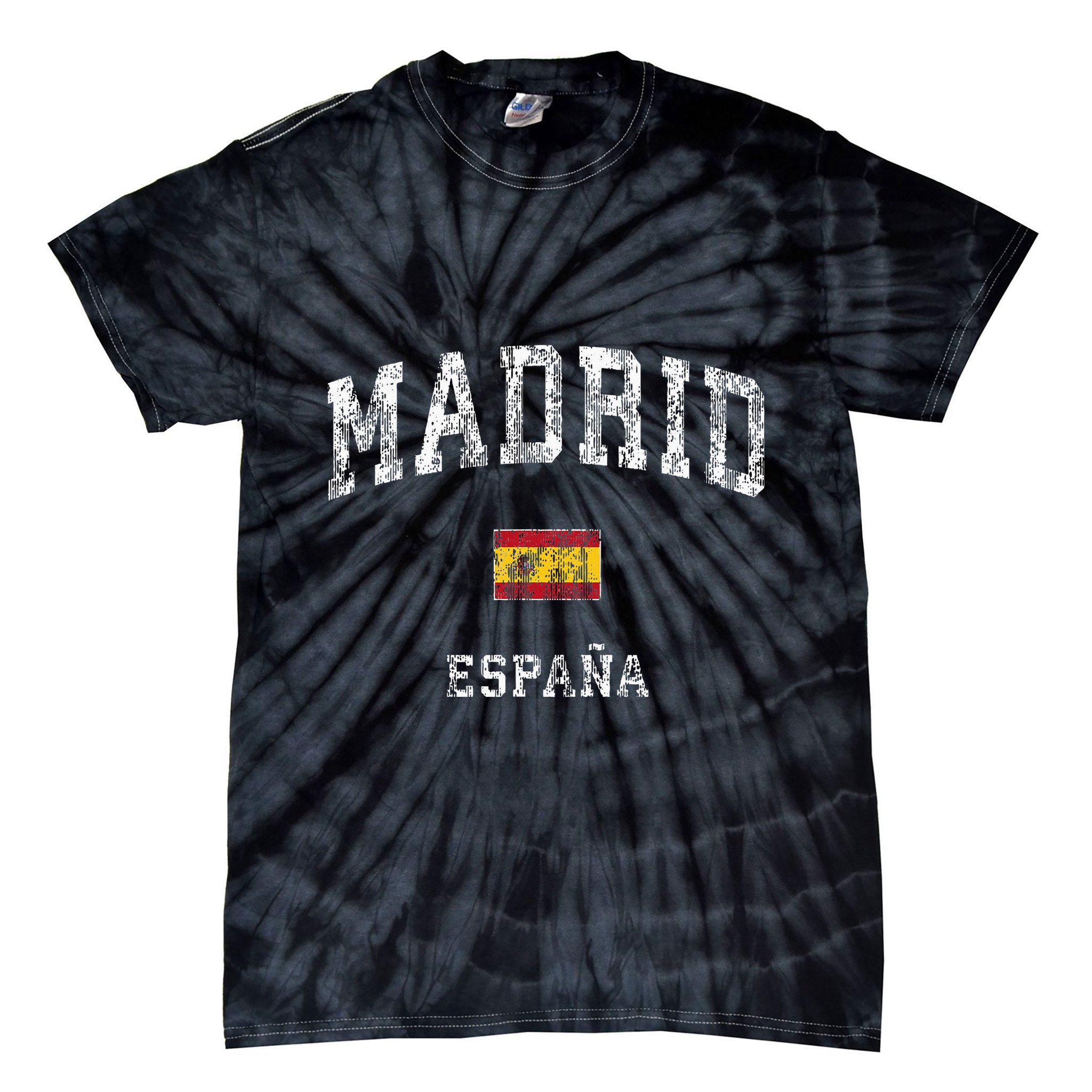 Madrid Spain Espana Vintage Athletic Sports Design Tie-Dye T-Shirt