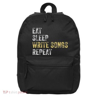 Musician Songwriter Eat Sleep Write Songs Repeat Singer 16 in Basic Backpack