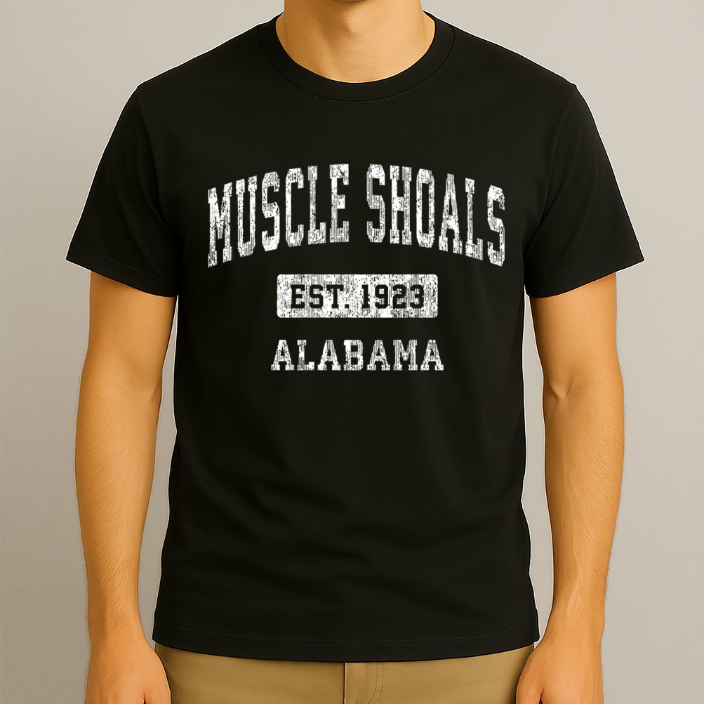 Muscle Shoals Est 1923 Alabama Al Vintage Sports Established Design T-Shirt