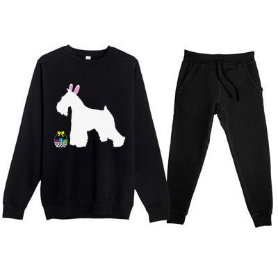 Miniature Schnauzer Easter Bunny Dog Silhouette Premium Crewneck Sweatsuit Set