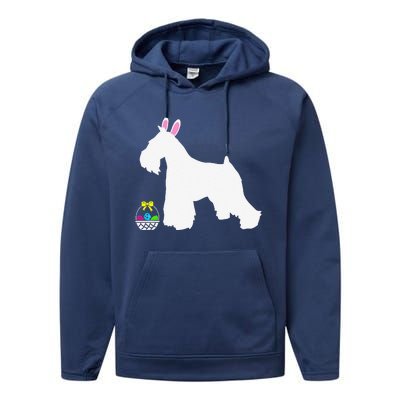 Miniature Schnauzer Easter Bunny Dog Silhouette Performance Fleece Hoodie