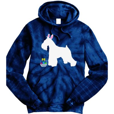 Miniature Schnauzer Easter Bunny Dog Silhouette Tie Dye Hoodie