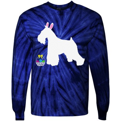 Miniature Schnauzer Easter Bunny Dog Silhouette Tie-Dye Long Sleeve Shirt