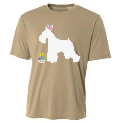 Miniature Schnauzer Easter Bunny Dog Silhouette Cooling Performance Crew T-Shirt