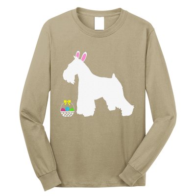 Miniature Schnauzer Easter Bunny Dog Silhouette Long Sleeve Shirt