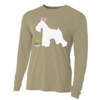 Miniature Schnauzer Easter Bunny Dog Silhouette Cooling Performance Long Sleeve Crew