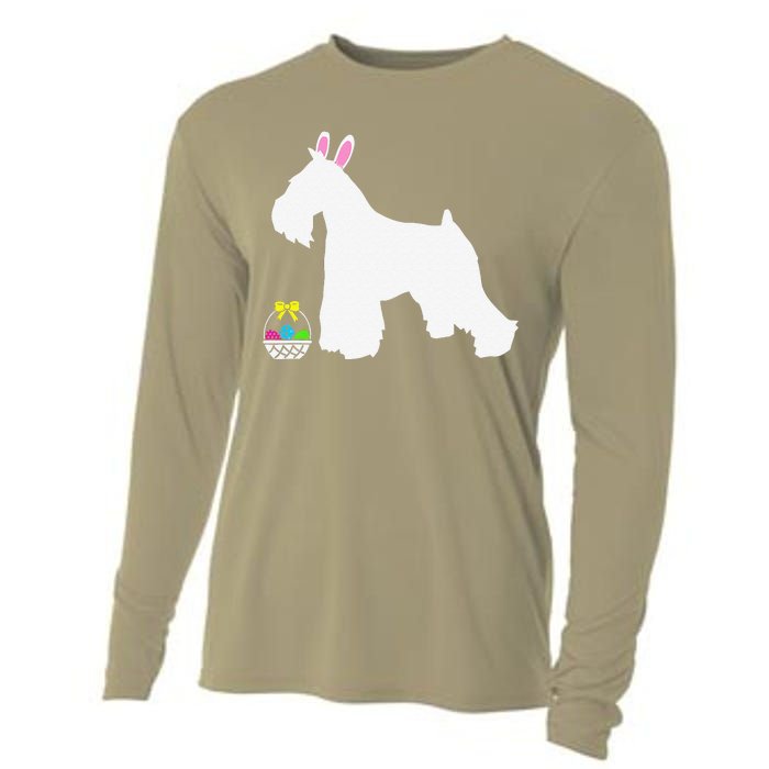 Miniature Schnauzer Easter Bunny Dog Silhouette Cooling Performance Long Sleeve Crew