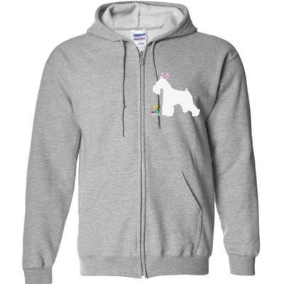 Miniature Schnauzer Easter Bunny Dog Silhouette Full Zip Hoodie