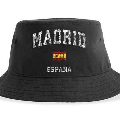 Madrid Spain Espana Vintage Athletic Sports Sustainable Bucket Hat