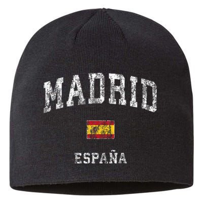 Madrid Spain Espana Vintage Athletic Sports Sustainable Beanie