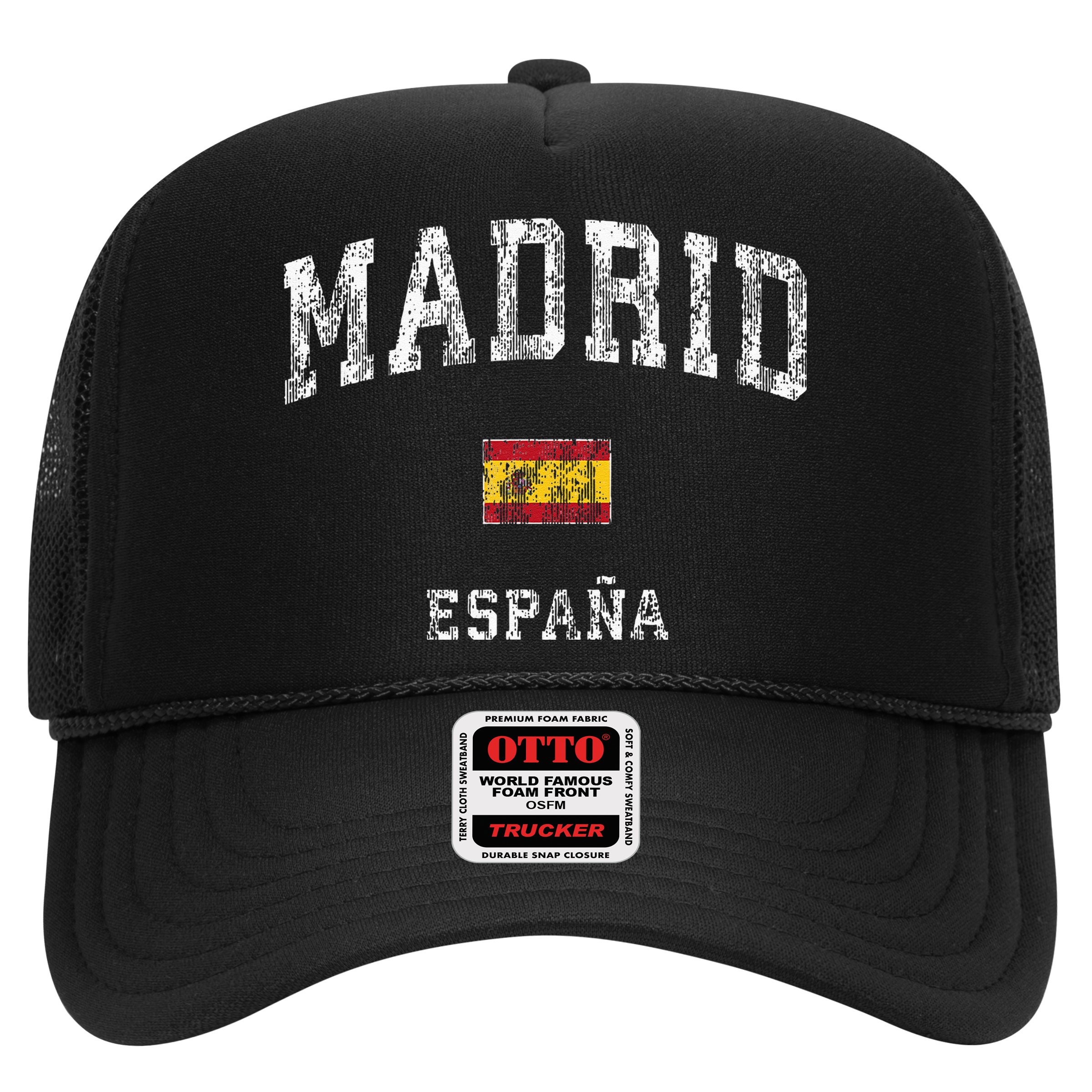 Madrid Spain Espana Vintage Athletic Sports Trucker Hat