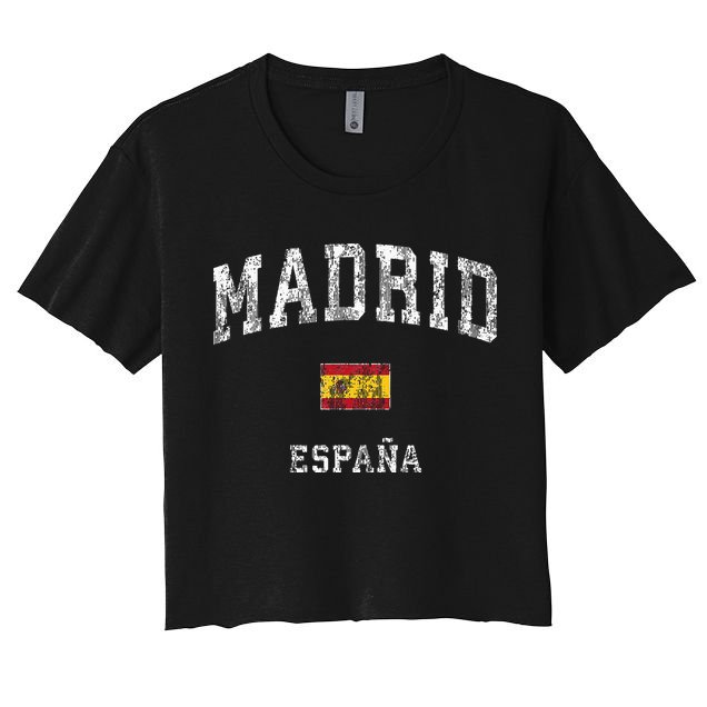 Madrid Spain Espana Vintage Athletic Sports Crop Top
