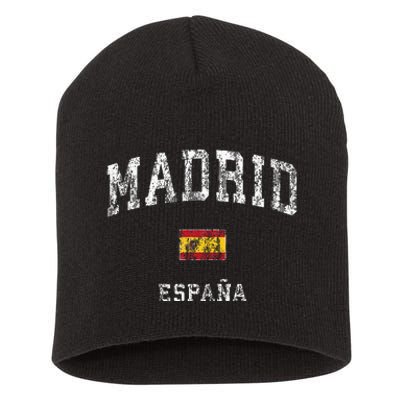 Madrid Spain Espana Vintage Athletic Sports Short Acrylic Beanie