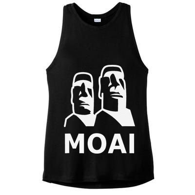 Moai Statues Easter Island Heads Polynesia Ladies PosiCharge Tri-Blend Wicking Tank