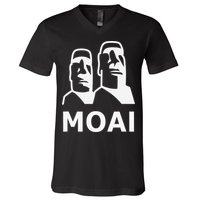 Moai Statues Easter Island Heads Polynesia V-Neck T-Shirt