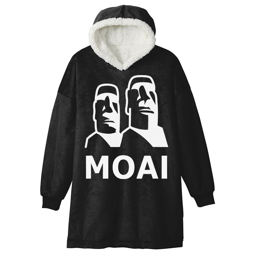 Moai Statues Easter Island Heads Polynesia Hooded Wearable Blanket