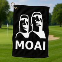 Moai Statues Easter Island Heads Polynesia Golf Towel