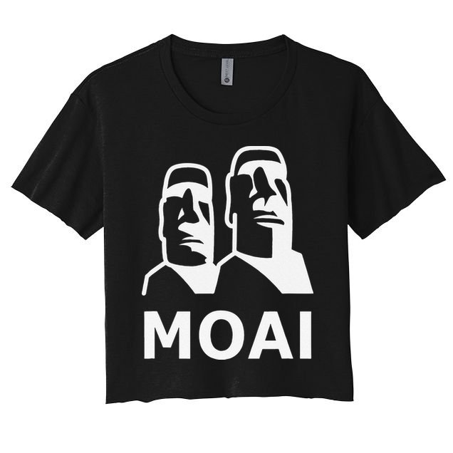 Moai Statues Easter Island Heads Polynesia Crop Top