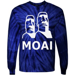 Moai Statues Easter Island Heads Polynesia Tie-Dye Long Sleeve Shirt