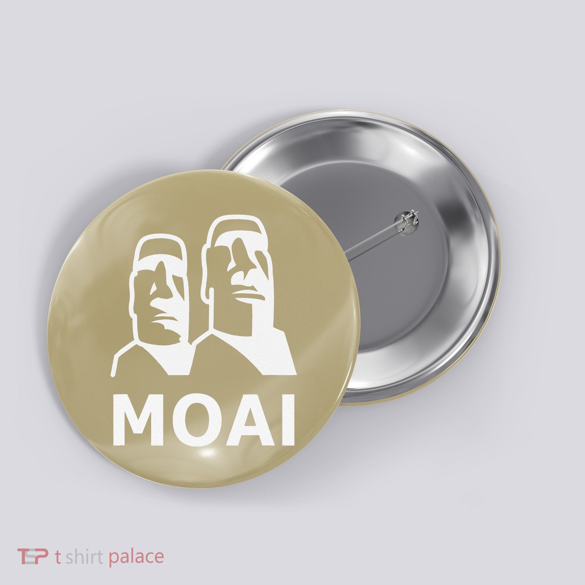 Moai Statues Easter Island Heads Polynesia Button