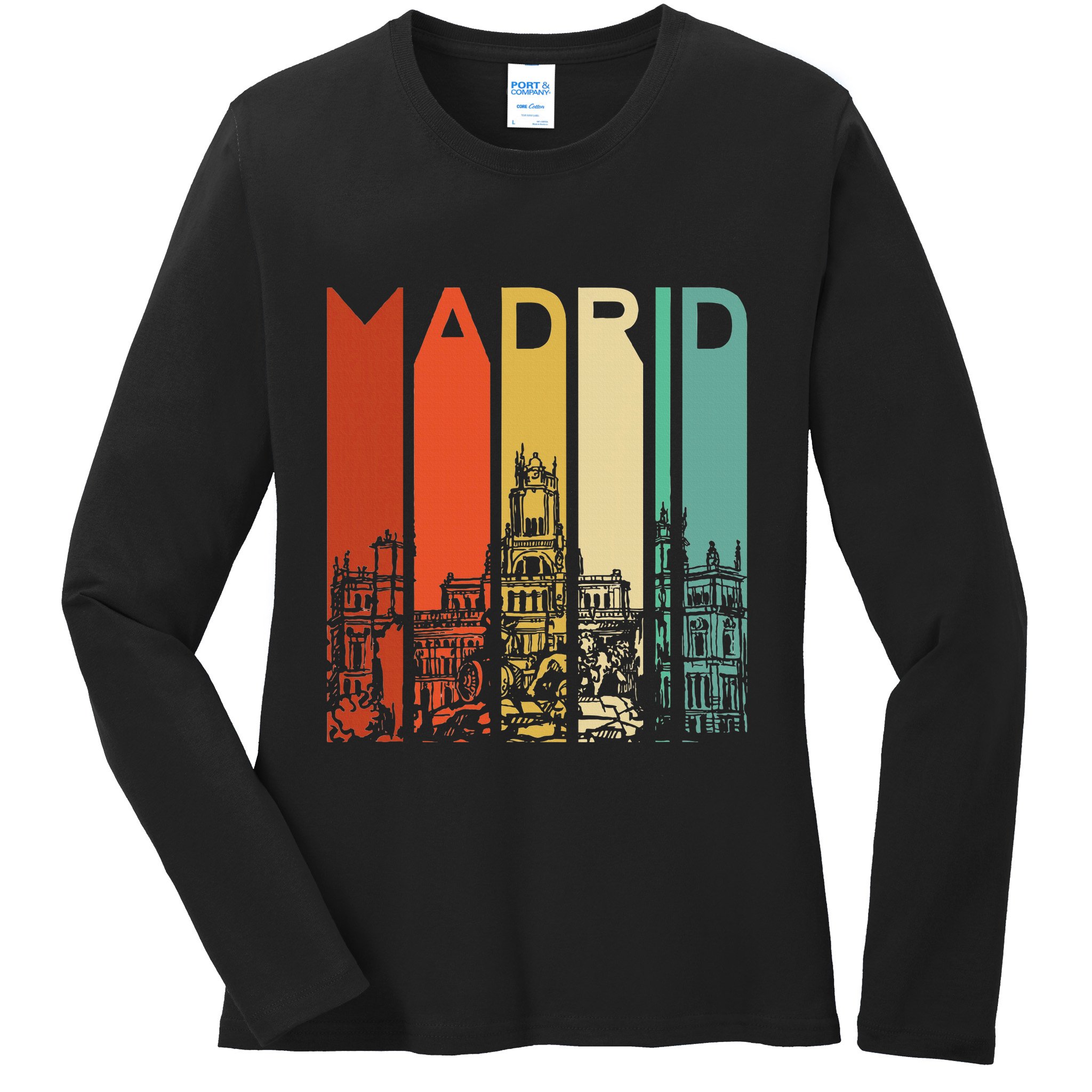Madrid Spain Espana Barcelona Catalonia Spanish Retro Basque Ladies Long Sleeve Shirt