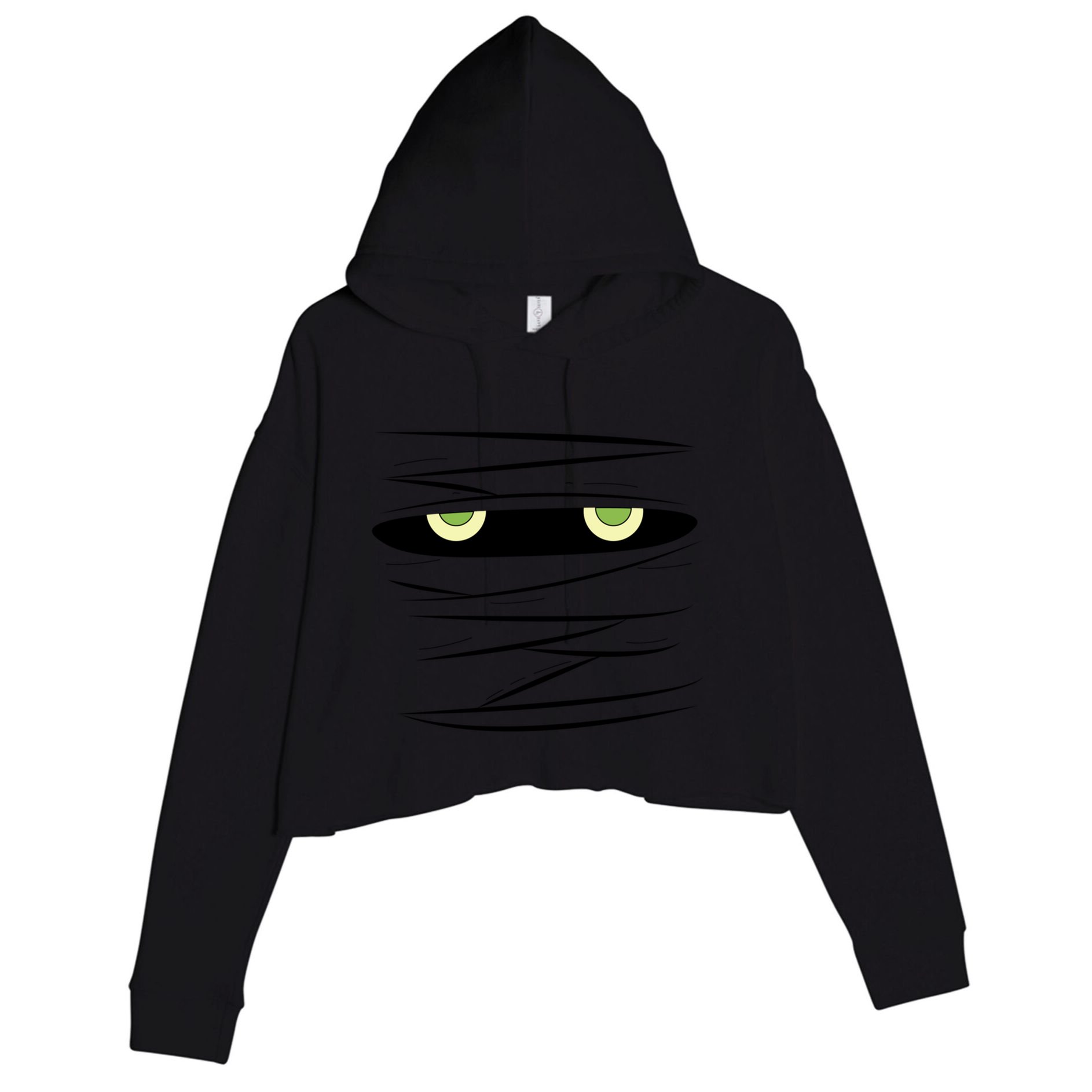 Mummy Scary Eyes Mummyfication Wrap Halloween Creature Gift Crop Fleece Hoodie