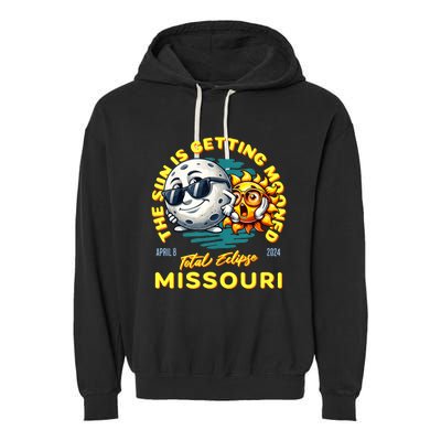 Missouri Solar Eclipse Apr 8 2024 Sun Is Getting Mooned Garment-Dyed Fleece Hoodie