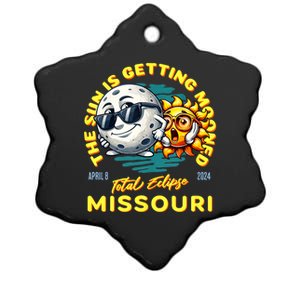 Missouri Solar Eclipse Apr 8 2024 Sun Is Getting Mooned Ceramic Star Ornament