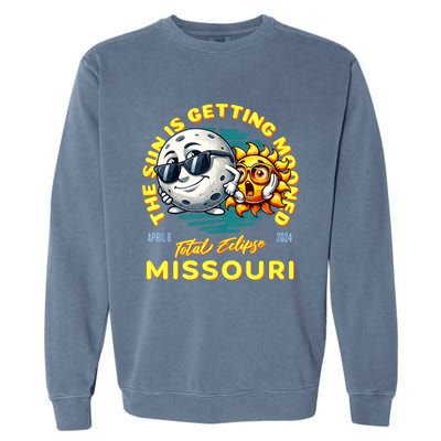 Missouri Solar Eclipse Apr 8 2024 Sun Is Getting Mooned Garment-Dyed Sweatshirt