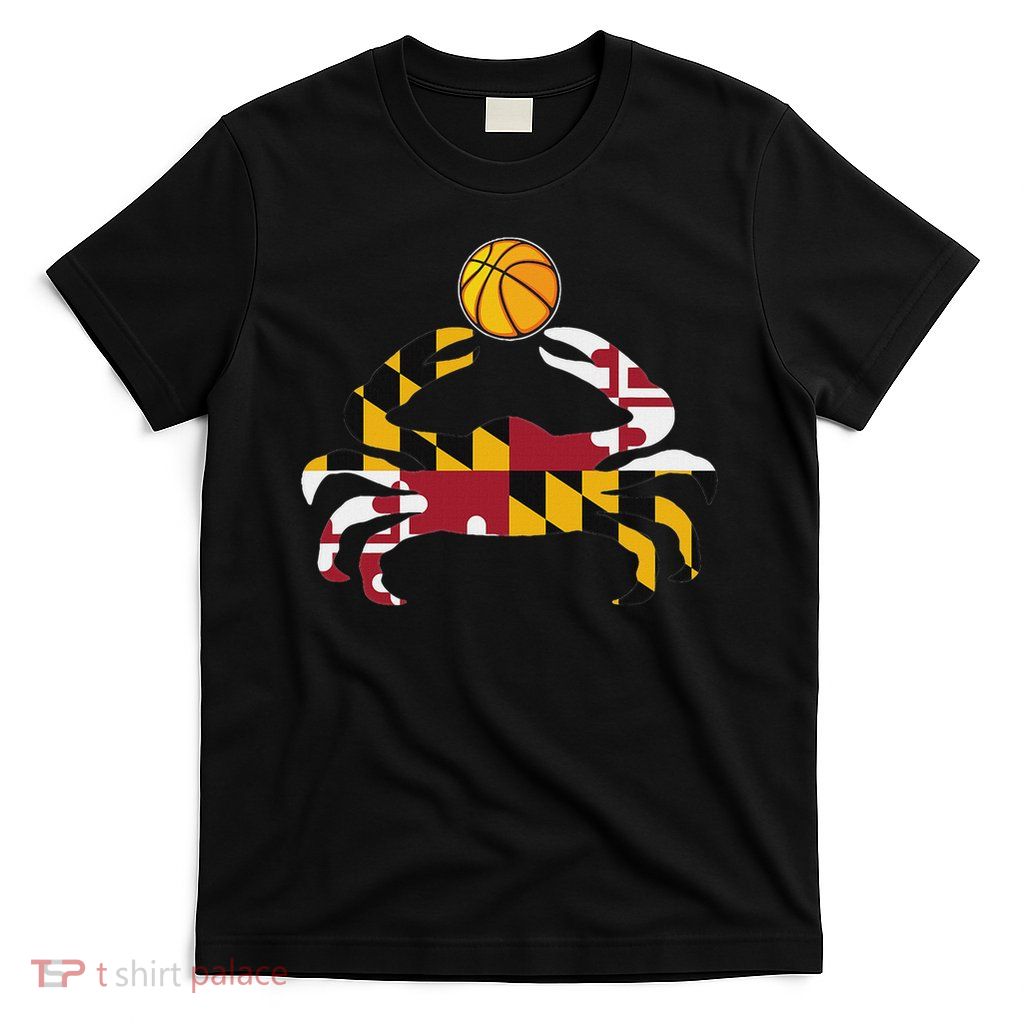 Maryland State Flag Blue Crab Pride With Basketball T-Shirt