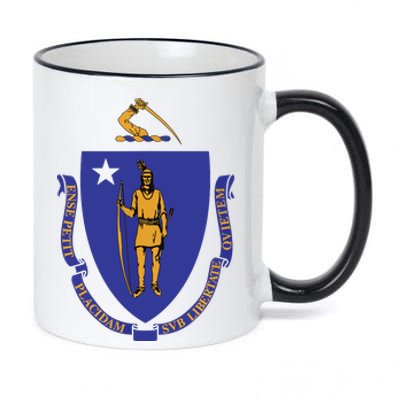 Massachusetts State Flag Us State Flag 11oz Black Color Changing Mug